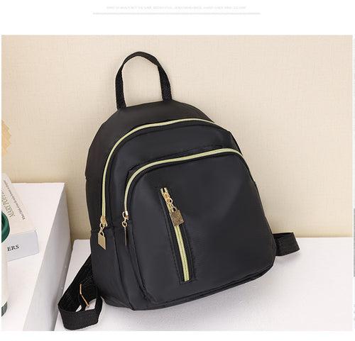 Women's Black Nylon Mini Backpack Casual Daypack with Gold Accent Zipp – socvibe